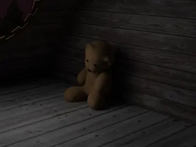 teddy bear scene on attic 3D model