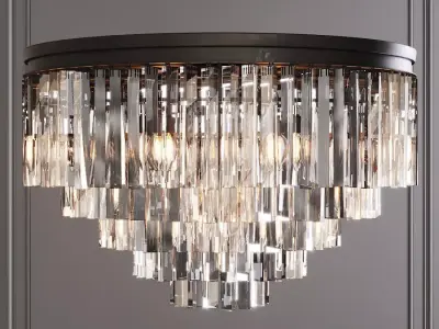 RH 1920S ODEON CLEAR GLASS FRINGE 5-TIER FLUSHMOUNT Black 3D model