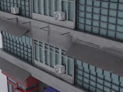 Street Building Free low-poly 3D model