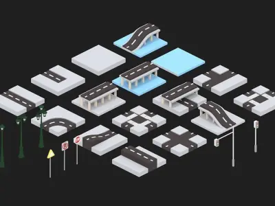 Street Pack and  Low-poly 3D model