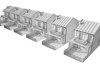 Townhouse houses with balconies and balconies 3D model
