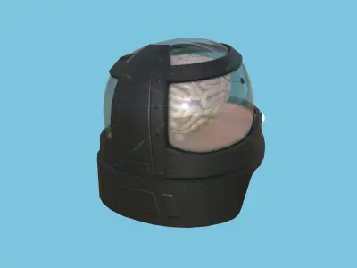 SciFi Brain Helmet 03 Black - Character Design Fashion Low-poly 3D model