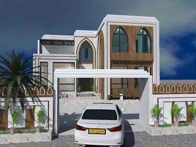 Modern Arabic Villa 3D Model  Project A113 3D model