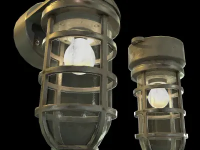 Industrial Cage Light Collection Game Ready PBR Textures Low-poly 3D model