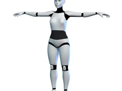 3D Cyborg Robot Girl Female Bot model Low-poly 3D model
