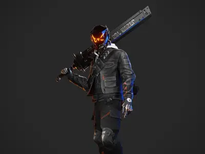 Cyberpunk Borz Robot Low-poly 3D model