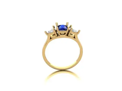 Trilogy of Elegance Cushion-Cut with Pear Shaped Side Stones 3D print model purchase