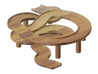 Wooden Architectural Complex Bridge 3D model