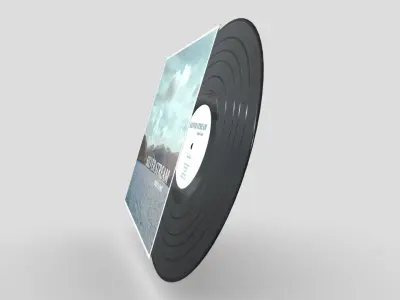 12 inch Vinal Record Silver Stream Low-poly 3D model