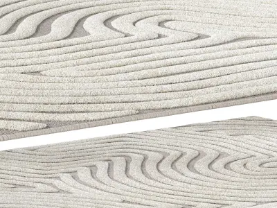 Cream Beige Abstract Swirl Textured Rug 3D model