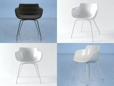 Flow armchair 4 legs 3D model