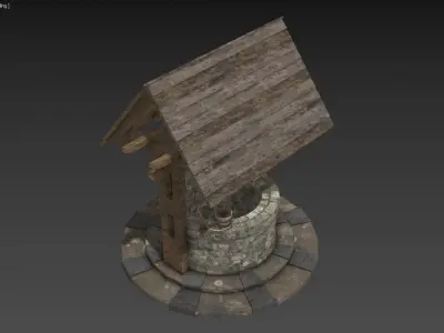 Medieval Well Low-poly 3D model 2