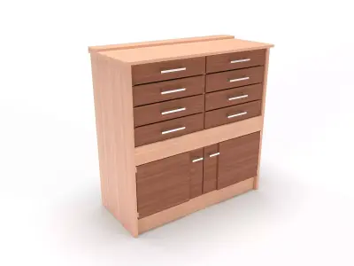 commode 6 wooden cabinet with drawers 3D model