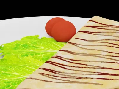 Omelet With Lettuce Low-poly 3D model