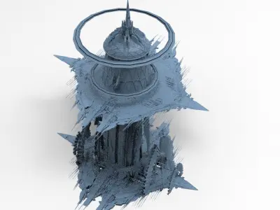 Cyber Elite Dome City plazaTower Low-poly 3D model