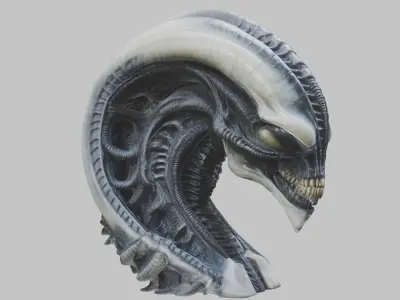 HR Giger Alien Bust  Xenomorph Creature Low-poly 3D model