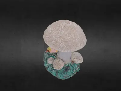 Mushroom with Gnome Statue 3D model