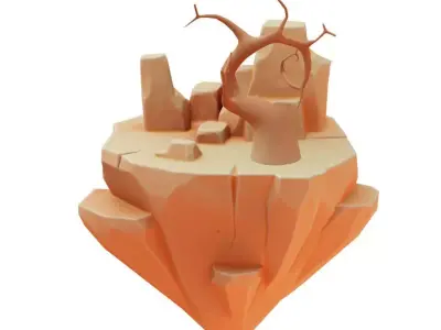 stylized Floating Islands Desert  Low-poly 3D model Low-poly 3D model