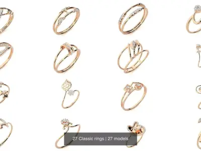 27 Classic rings 3D Model Pack