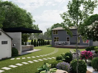 Garden Landscape 3D Model - SketchUp and Lumion Scene 3D model 3D model