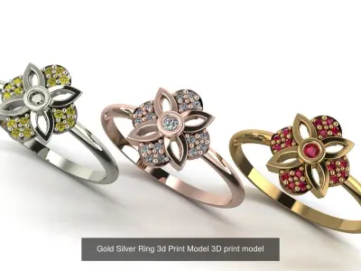 Gold Silver Light Weight Rings 16pcs 3D Model Pack