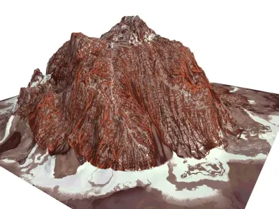 Red Snow ICE Mountain Canyon Desert Low Poly Terrain Rock 4 Low-poly 3D model