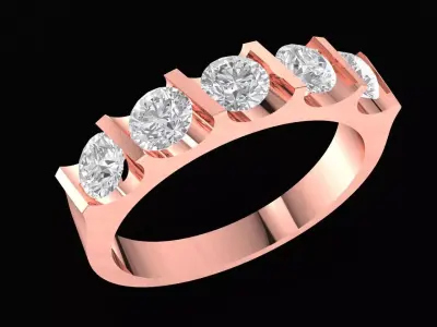 Luxury Round Diamond Half Eternity Ring 49 3D print model