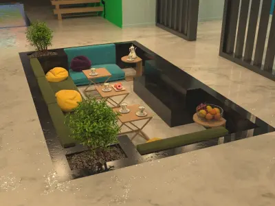 Arabic majlis area inside the villa 3D model