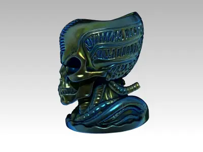 Cactus planter alien Skull 3D print model