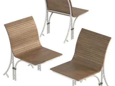 Linear Garden Bench Set 3D model