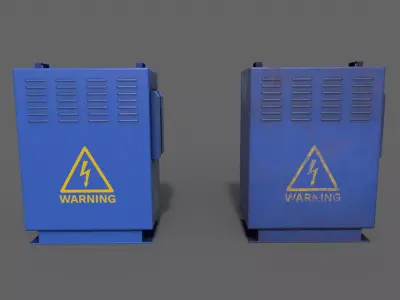 PBR Electric Box Blue V3 Low-poly 3D model
