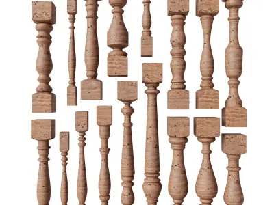 Baluster and railing fence of stairs pack 01 3D model