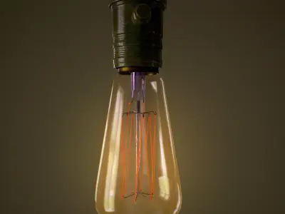 Vintage light bulb Edisson PBR Low-poly 3D model