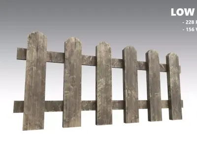 Wooden Fences PBR - Modular - Version 3 - Low-poly 3D model