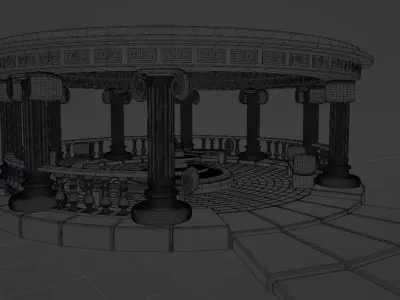 Ancient Greek Rotunda with Fountain 3D model