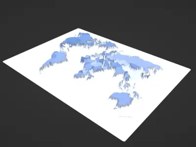 World Map Topography Low-poly 3D model