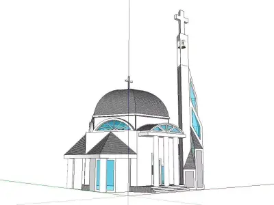 Architecture-Religion-God-Culture-Temple-069 church with cros... 3D model