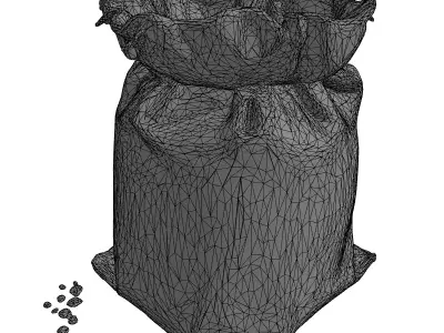 Burlap Sack with Powdered Ingredient Low-poly 3D model