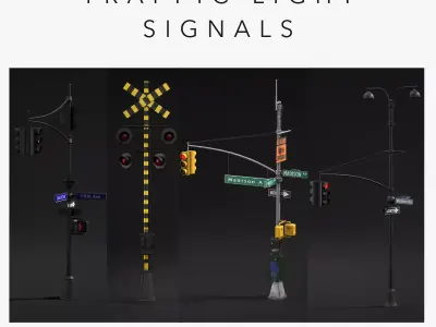 Traffic Light Signals Low-poly 3D model