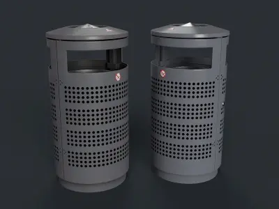 Street Trash Can 14 PBR Game Ready Low-poly 3D model