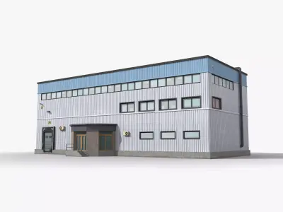 Factory x5 Low-poly 3D model
