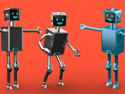 Cartoonish robot with simple rig 3D model