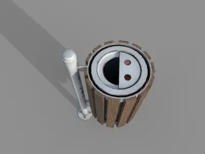 Wooden Trashbin PBR Low-poly 3D model