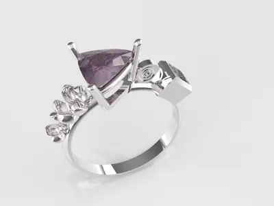Nar109 amethyst and diamond ring 3D print model