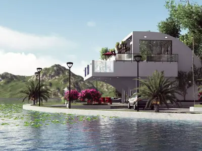 Villa C7 - Sketchup dwg lumion render picture 3D model