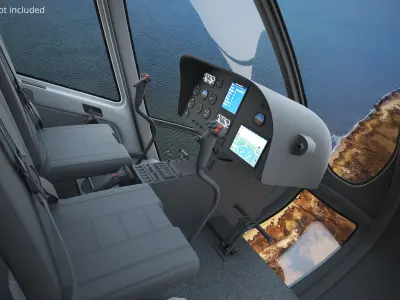  Light Civil Helicopter Single Engine Black with Interior Rigged for Cinema 4D 