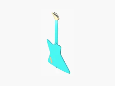 Electric Guitar F04 Light Blue - Music Instrument Design Low-poly 3D model