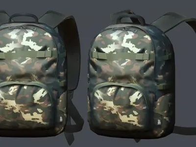 Backpack military combat Black baggage bag luggage Low-poly 3D model