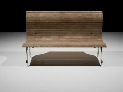 Exterior Wooden Bench 3D model 3D model