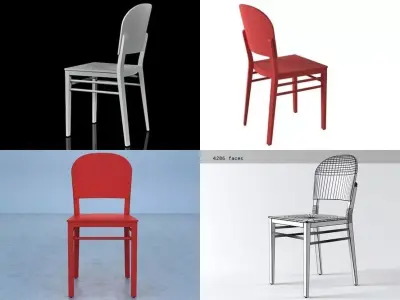 Chair a four different colored chairs 3D model
